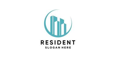 Resident logo design template with modern concept vector