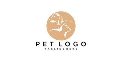 plantilla de vector de diseño de logotipo de mascota vector premium de gato y perro