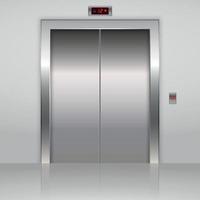 Realistic metal office elevator lift doors
