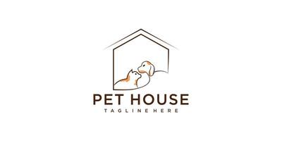 Pet logo design vector template cat and dog Premium vector
