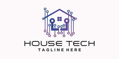 casa inteligente icono diseño de logotipo digital electrónica chip control casa logotipo concepto icono premium vector