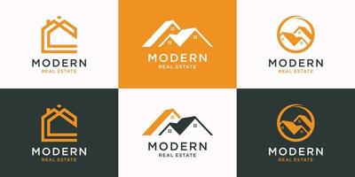 Real estate logo design with creative concept Premium Vector