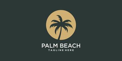 Palm tree logo design with creative concept Premium Vector