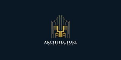 arquitectura real estate logo elegante simple línea arte premium vector