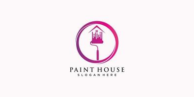 Paint house  logo design renovation icon, painting services icon,full color and unique Premium Vector