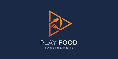 Food play logo design with modern creative concept Premium Vector