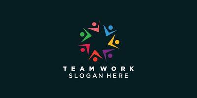 Team work logo icon with modern abstract concept Premium Vector