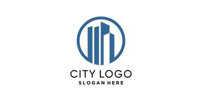 City logo design template with circle concept vector