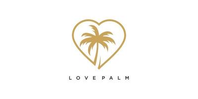 Palm logo design with creative love concept Premium Vector