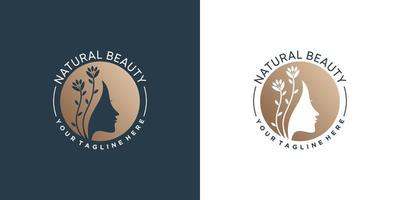 plantilla de logotipo de icono de belleza natural para vector premium de mujer