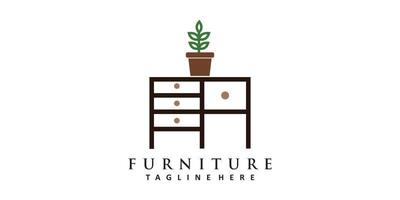 Minimalist furniture logo design with simple concept Premium Vector