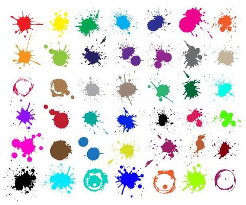 Color ink splashes. Grunge splatters. Abstract background. Grunge text banners