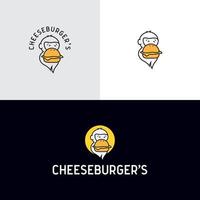 ilustración de hamburguesa con queso, simios sonrientes vector