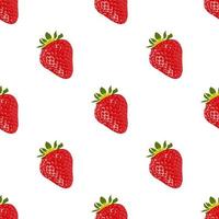 Red strawberries seamless pattern on white background. Seamless vector background. Nature background. Abstract sweet texture.