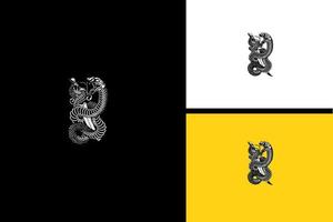 king cobra and knife vector black and white