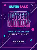 cartel de descuento y venta de cyber monday vector