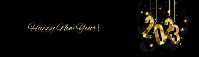 Diseño de fondo de feliz año nuevo 2023. postal, pancarta, cartel. ilustración vectorial.deseándole feliz año nuevo 2021 líneas, letras escritas a mano, tipografía, diseño, brillante, oro, estrella.