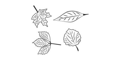Classic Fall leaves in four different shapes black and white. vector illustration