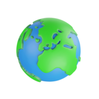 3D rendering earth planet icon on transparent background png