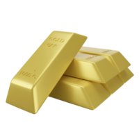 3D rendering stack of gold bar icon on transparent background png