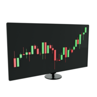 3D rendering trading monitor icon on transparent background png