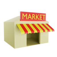 3D rendering market icon on transparent background png
