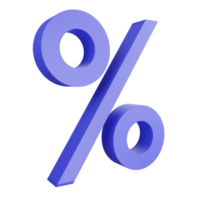 3D rendering percent icon on transparent background png