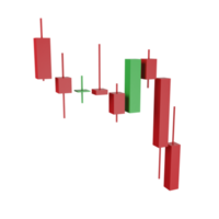 Icono de palo de vela de tendencia de oso de representación 3d sobre fondo transparente png