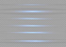 Set of blue horizontal highlights. Laser beams, horizontal beams of light. Beautiful light reflections. Glowing stripes on a light background. Glowing abstract sparkling background. vector