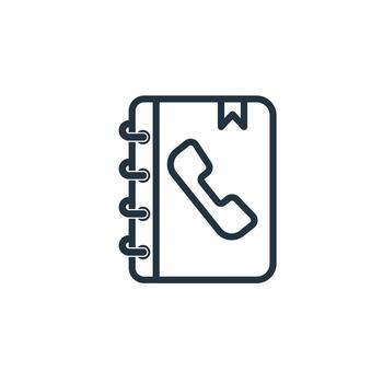 icono de la agenda telefónica aislado en un fondo blanco. símbolo de la guía telefónica para aplicaciones web y móviles. vector