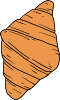 Doodle schizzo a mano libera disegno di pane croissant. png