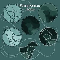 Vector logo of the veterinary clinic. Contour lines of animals dog, cat, rabbit, hamster in the contour.