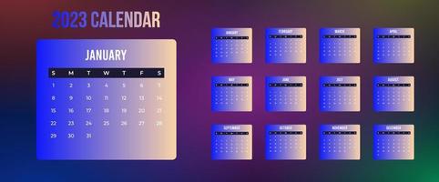 calendar for 2023. A calendar with colorful square shape. Calendar template Pro Vector