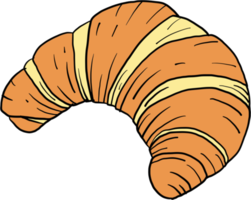 Doodle schizzo a mano libera disegno di pane croissant. png