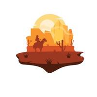 Flat Desert Cowboy vector