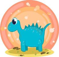 lindo dinosaurio en la arena. fondo de varios colores con reflejos. vector