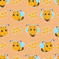 Vector seamless pattern with honey bee.