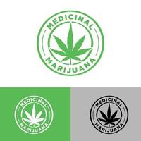 logotipo de marihuana medicinal vector verde, negro, colores blancos