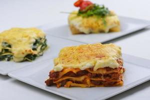 lasagna on white photo