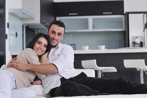 happy young couple relax at home photo