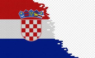 Croatia flag on broken brick wall. Empty flag field of another country. Country comparison. Easy editing and vector in groups.