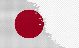 Japan flag on broken brick wall. Empty flag field of another country. Country comparison. Easy editing and vector in groups.