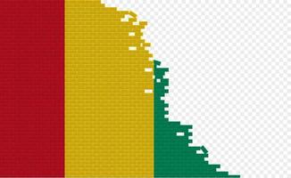 Guinea flag on broken brick wall. Empty flag field of another country. Country comparison. Easy editing and vector in groups.