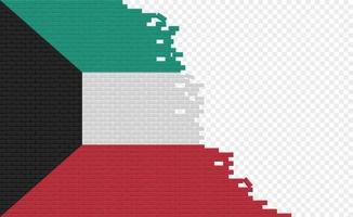 Kuwait flag on broken brick wall. Empty flag field of another country. Country comparison. Easy editing and vector in groups.