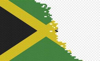 Jamaica flag on broken brick wall. Empty flag field of another country. Country comparison. Easy editing and vector in groups.