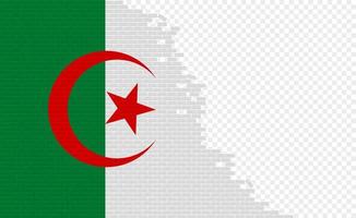 Algeria flag on broken brick wall. Empty flag field of another country. Country comparison. Easy editing and vector in groups.