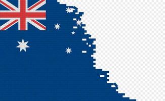 bandera de australia en la pared de ladrillos rotos. campo de bandera vacío de otro país. comparación de países. fácil edición y vector en grupos.