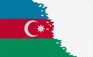 Azerbaijan flag on broken brick wall. Empty flag field of another country. Country comparison. Easy editing and vector in groups.