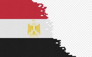 Egypt flag on broken brick wall. Empty flag field of another country. Country comparison. Easy editing and vector in groups.
