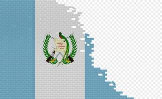 Guatemala flag on broken brick wall. Empty flag field of another country. Country comparison. Easy editing and vector in groups.